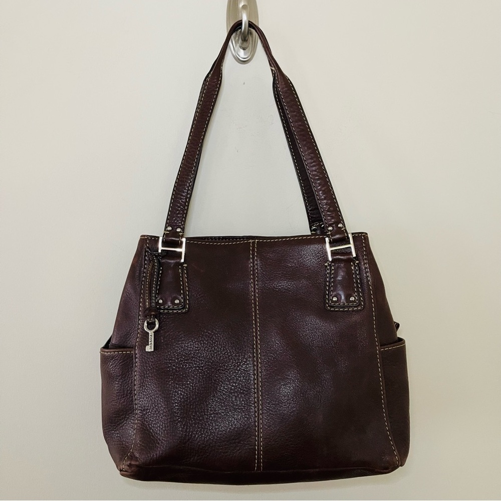 Fossil Brown Pebbled Leather Shoulder bag /satchel/tote